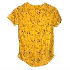 Looney Tunes Tweety Bird Yellow Baby Tee Size XS